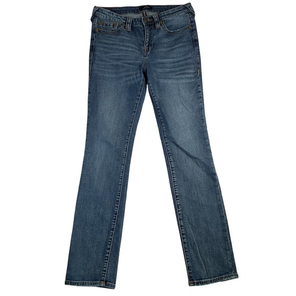 True Religion Billie Mid Rise Straight Leg Blue Denim Jeans Women's 30x30.5 Slim - Picture 4 of 10